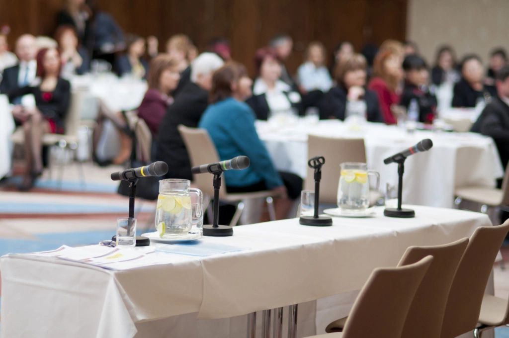 Indoor business conference for managers.